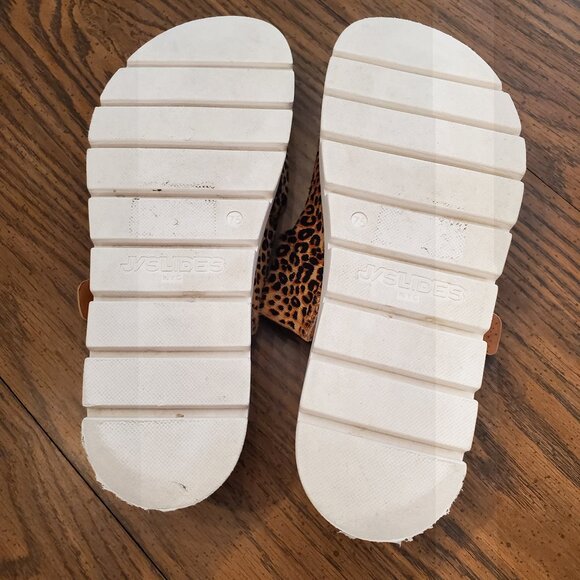 J/Slides "Leighton" Leopard Print Double Buckle Sandals Sz 7.5 - Picture 6 of 8